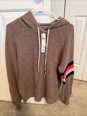 Sundry Striped Sherpa Hoodie -NWT- size small